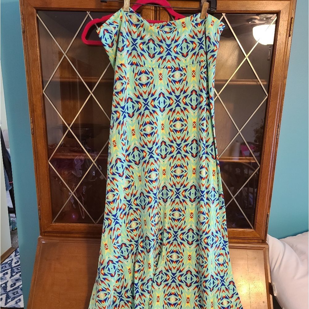 Lularoe - maxi skirt - size 2XL - mint and multi-colored print - NWOT